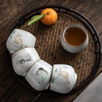 chinese kung fu cup big capacity ceramic teacup cute cat porcelain tea cup tea set crafts tea set supplies