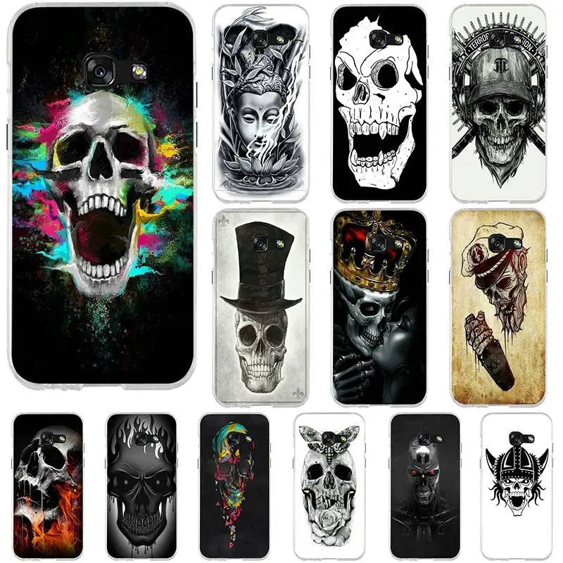 For Samsung A5 A3 A7 J1 J3 J5 J7 2017 2016 Cases Cover Coque Soft TPU Silicone Mobile Phone Bags Case Overwatchs Skull Skeleton | Мобильные