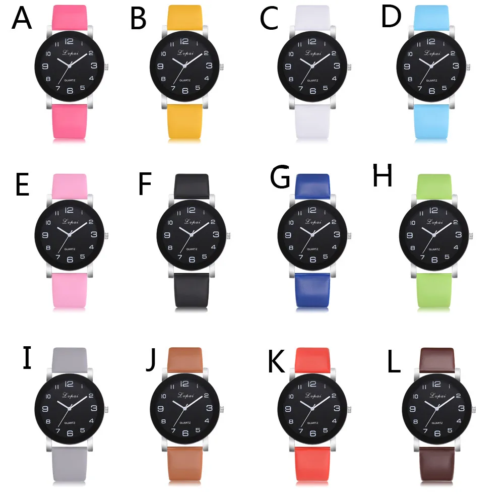 

Casual Female Leather Band Digital Dial Wrist Watch Women's Fashion Leather Band Analog Quartz Watches relgios de mulher