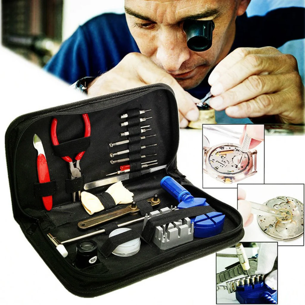 

19x Watch Repair Tool Kit Opener Link Stripper Spring Bar Battery