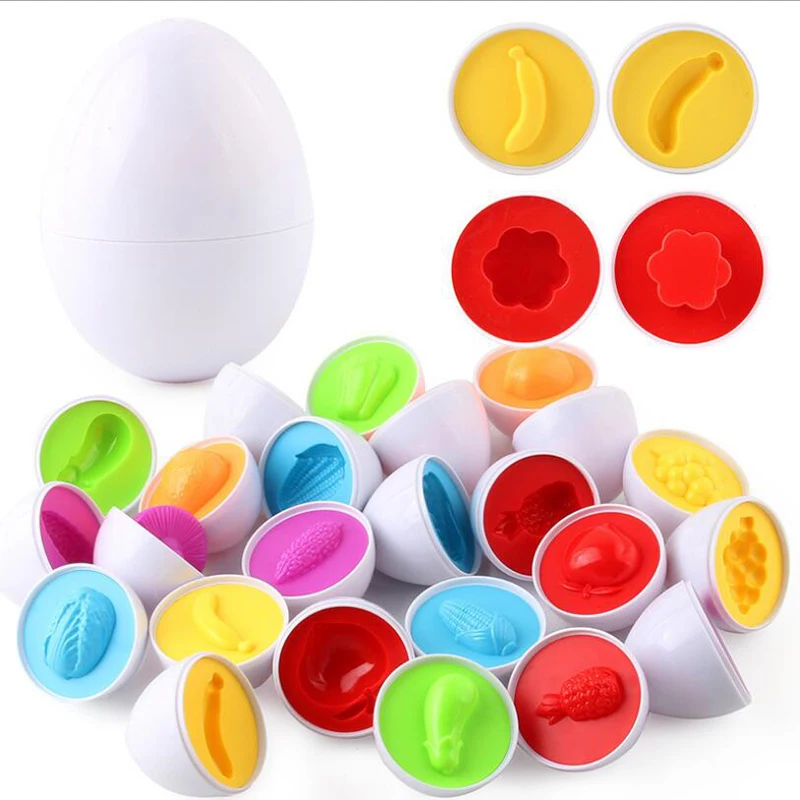 

12pcs/set Montessori Learning Education Math Toys Smart Eggs 3D Puzzle Game For Children Popular Toys Jigsaw Mixed Shape Tools