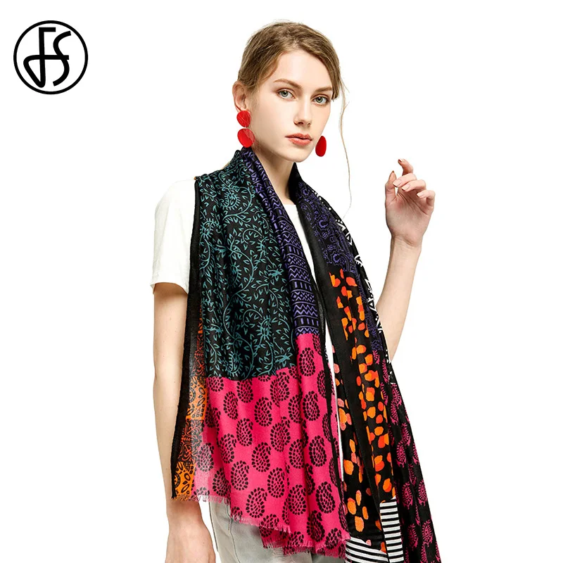 FS большой атласный шарф для женщин печати платки шелковые шарфы головы хиджаб
