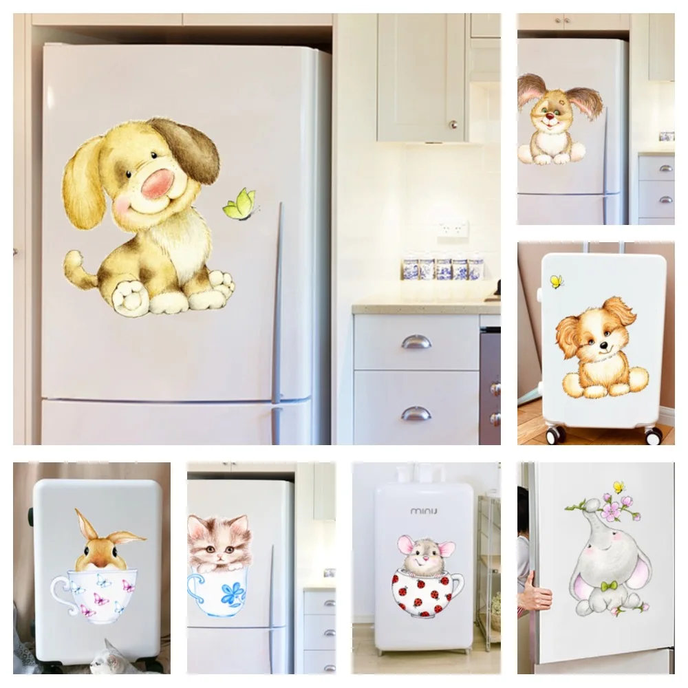 

Cartoon Animal Wall Sticker for Children Kids room Kindergarten Decor Puppy Wall Decals Vinyl PVC Home DIY Decor Stickers Mural
