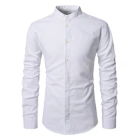 betis men stand collar palace style slim long sleeve shirt round collar comfortable solid color jacket button door 4 colors