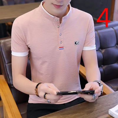 

2020 new summer Korean version of the self-cultivation tide small stand collar half sleeve