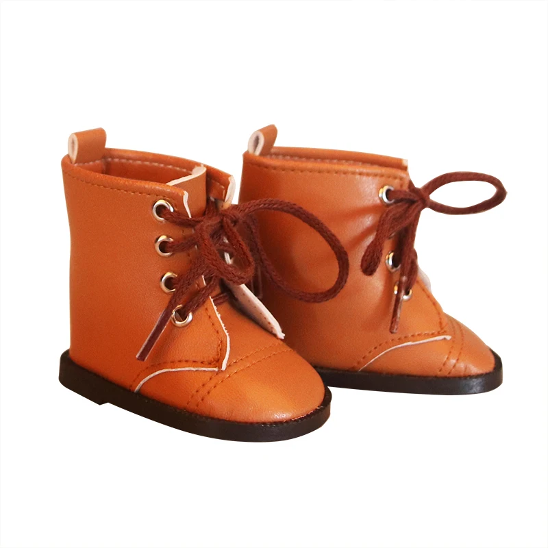 Сапоги мартинсы коричневого цвета на шнуровке для кукол обувь кожаная кукла 7 см