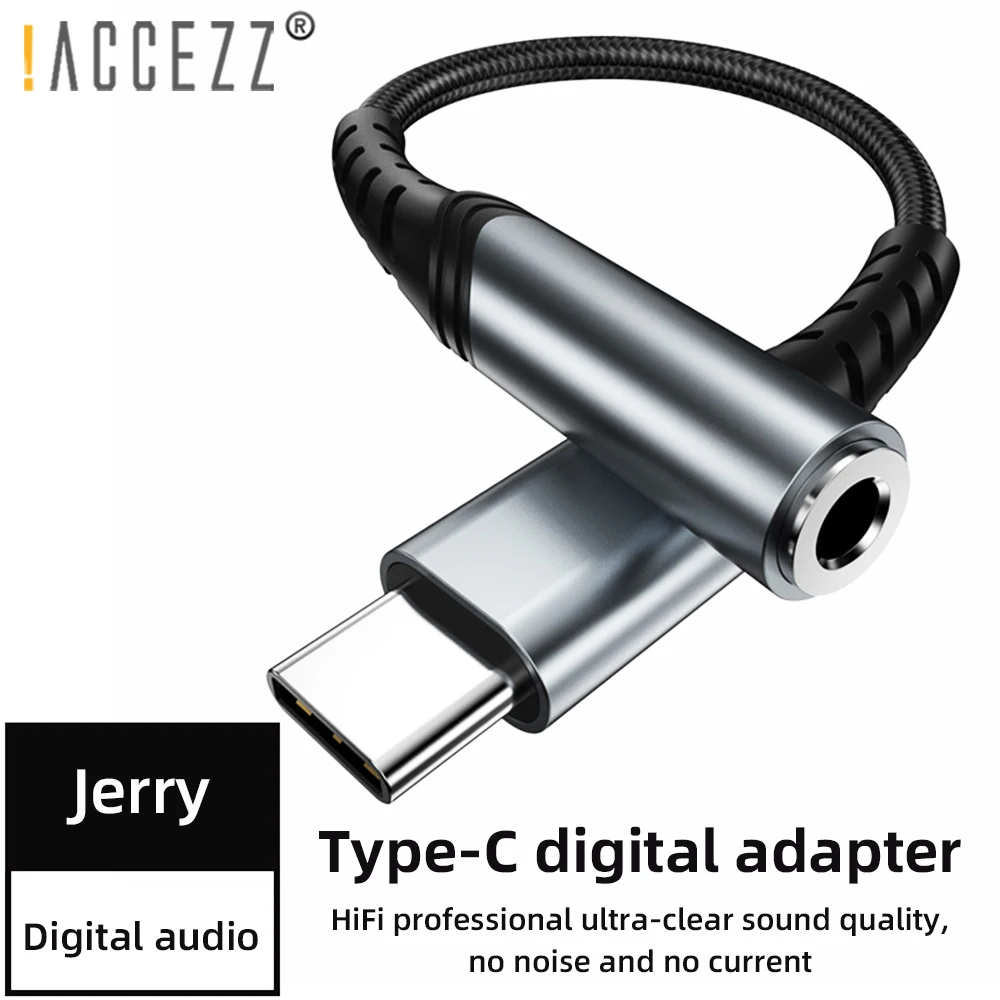 

!ACCEZZ DAC Audio Type C to 3.5mm Earphone Adapter for Samsung S20 Xiaomi Huawei Mate 10 Pixel AUX USB C Male to 3.5 Female Jack