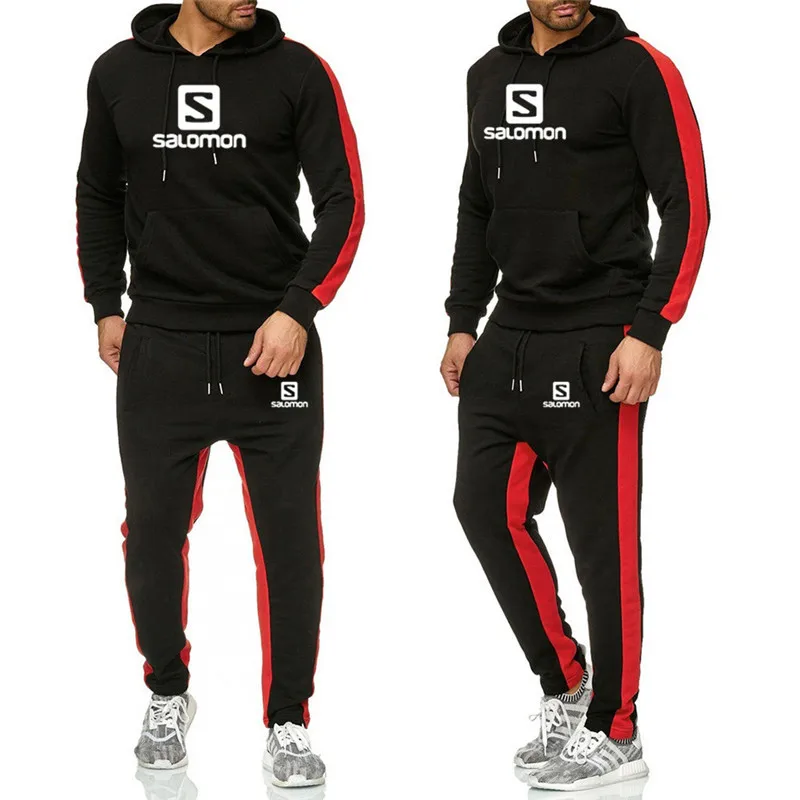 

2021 Spring Hot Sale Men's Sports and Leisure Joggersstripe Sweat Suits stripe Hoodies+Pants Suit Sweatshirt Sportswear Set
