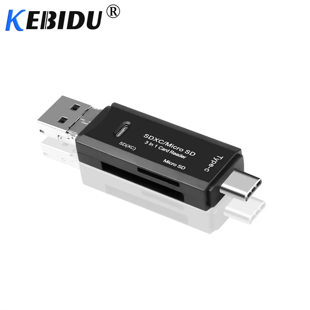 Kebidu 3 в 1 Type-C OTG кардридер Micro USB флэш-накопитель Многофункциональный переходник