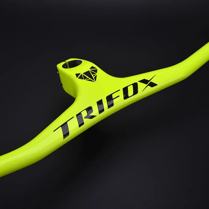 green TRIFOX UD Manillar Carbono MTB велосипедный стояк-17 градусов однообразный Интегрированный руль со стволом глянцевый/матовый углеродный MTB руль - Цвет: green
