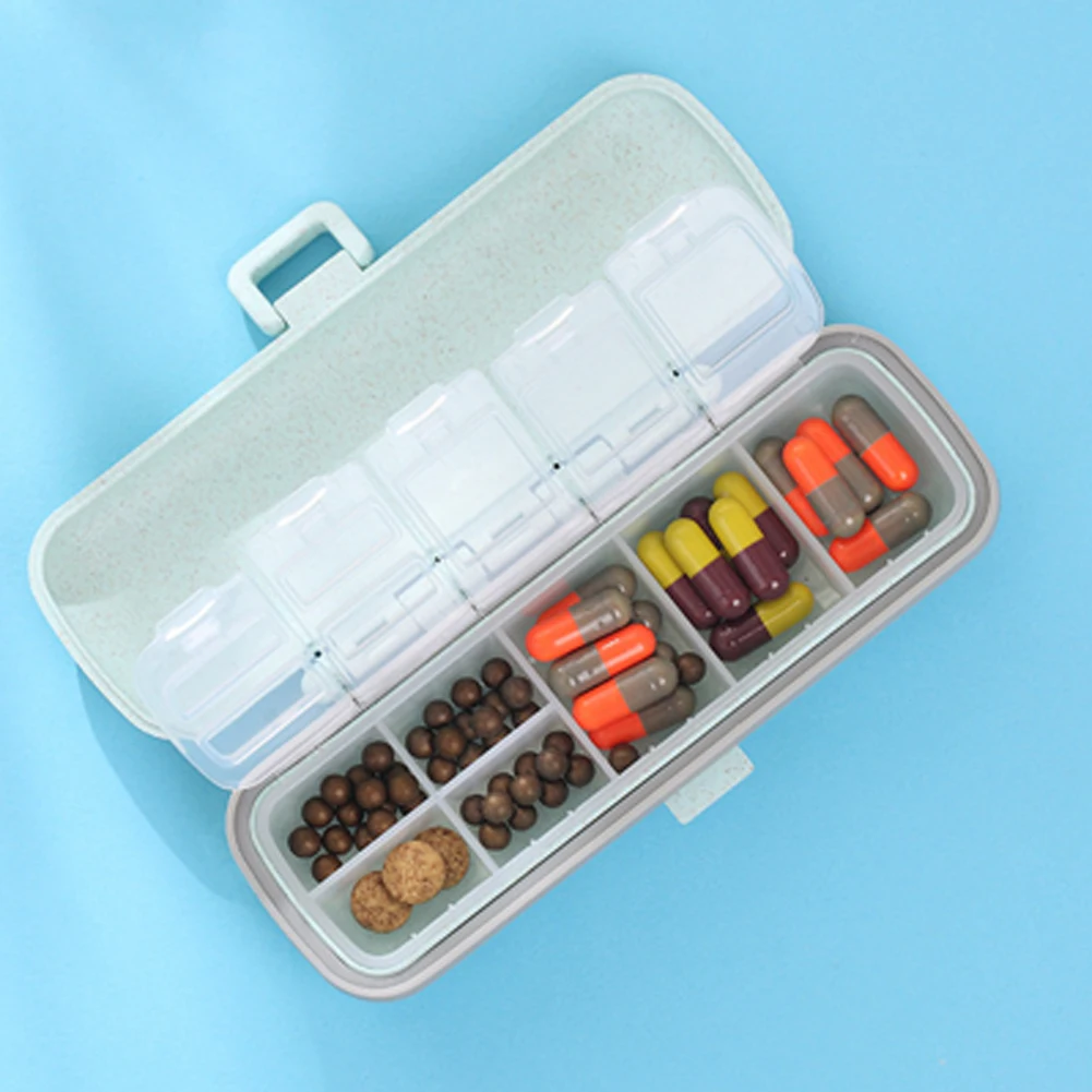 

3 Compartments Green Travel Pill Case for Pocket or Purse Daily Pill Box for Vitamin Fish Oil Supplements