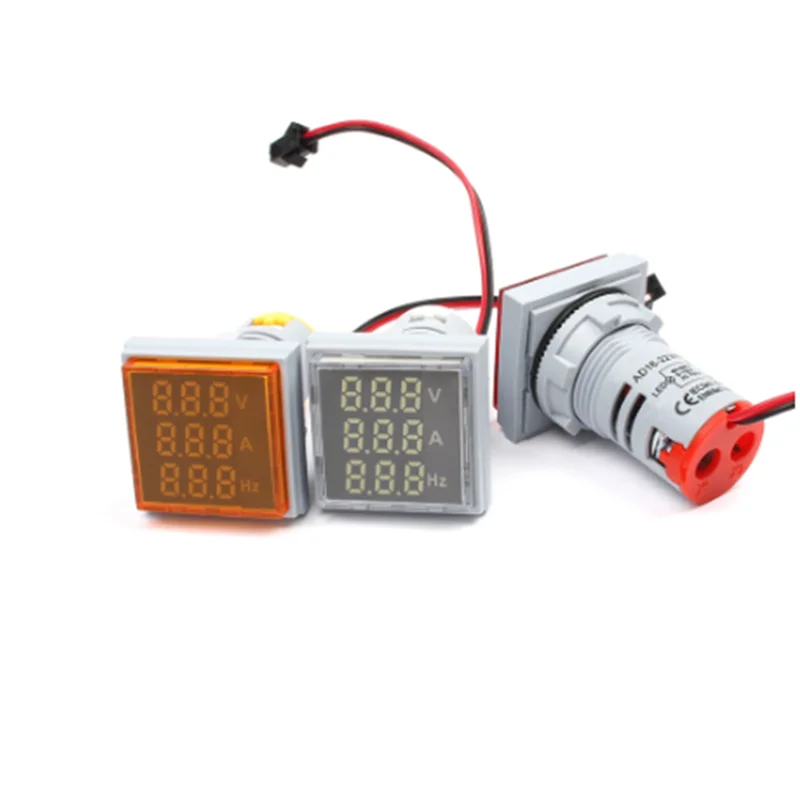 3in1 Voltmeter Ammeter Hz Indicator 22mm Digital AC 60-500V 0-100A 20-75Hz Current Frequency Meter Voltage Amp Led Lamp | Обустройство