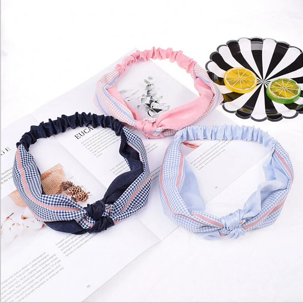 Женское оголовье в клеточку эластичные резинки для волос мягкие контрастные