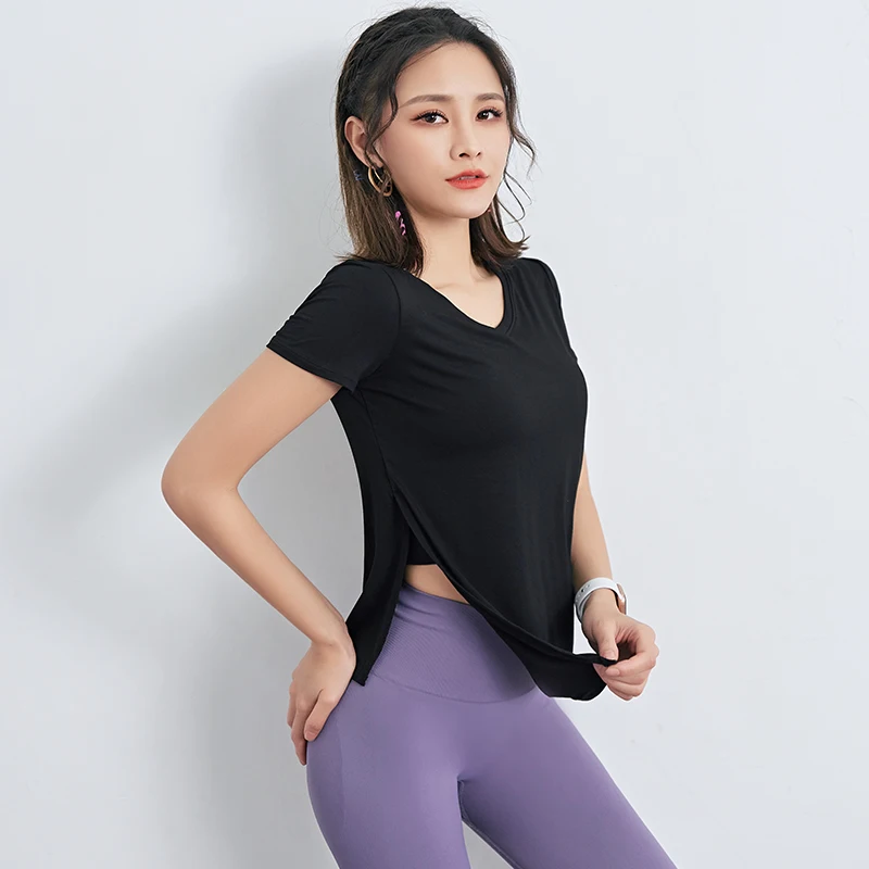 

Sports Yoga Top Women'S Large Size Loose Blouse Was Thin And Breathable Thin Crop Top Fitness Yoga Wear Running T-Shirt