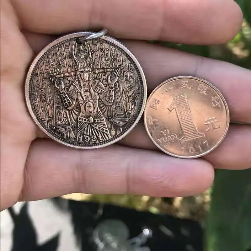 Волк Бог анубис древнее египетское сердце и перо ретро кулон в виде монеты | Дом