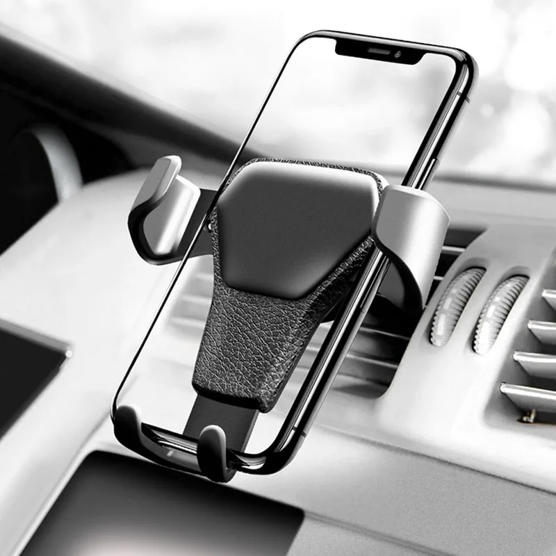 

Leather Car Phone Holder Universal Gravity Car Bracket Air Vent Stand Mount For Phone Support Telephone Voiture