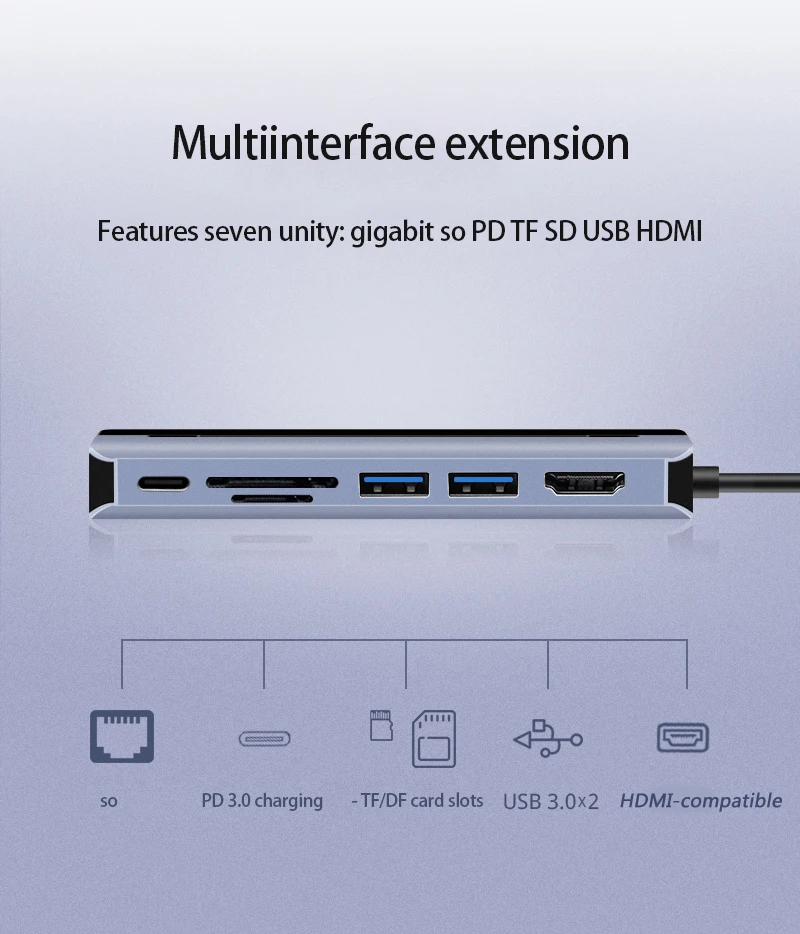 Dex-станция USB-C/HDMI USB 3.0 PD-зарядка слот для карт TF/DF ноутбуков MacBook | Электроника