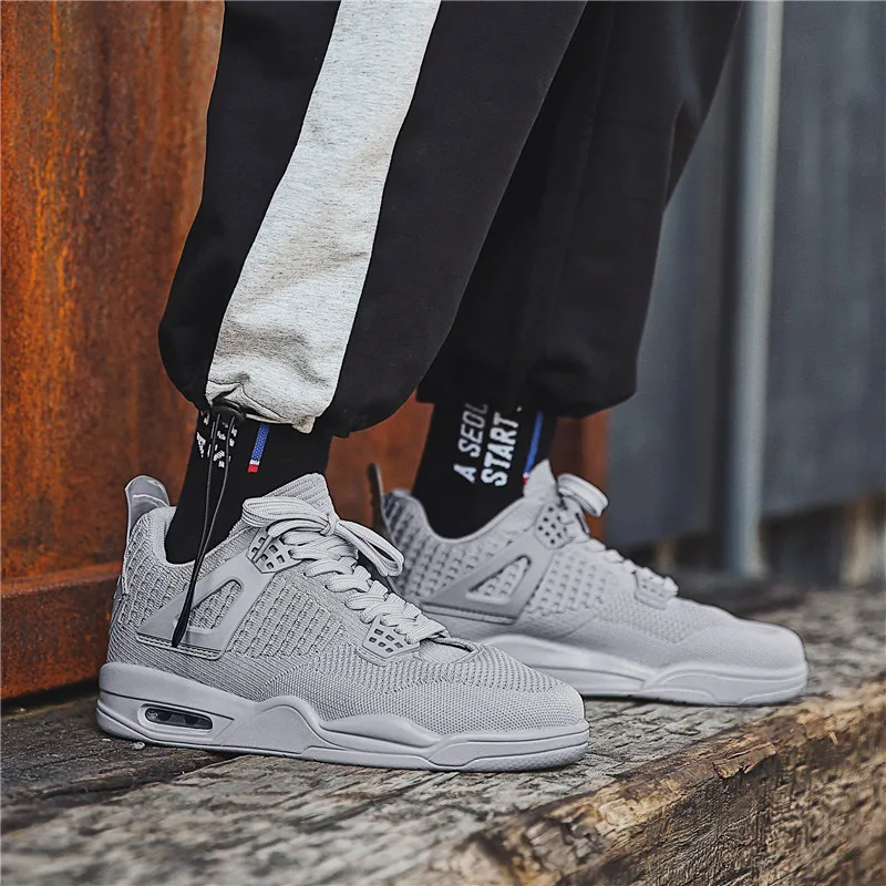 RUIFF мужские баскетбольные кроссовки однотонная Баскетбольная обувь Синяя обувь вязаная винтажная модная обувь