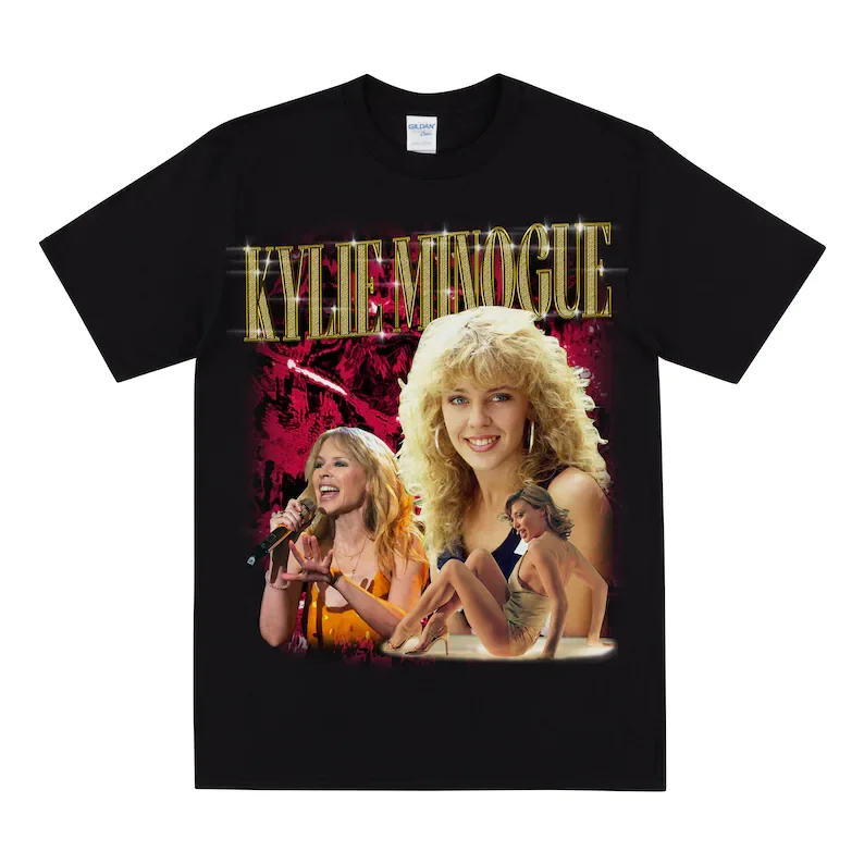 

KYLIE MINOGUE Homage T Shirt For Women, Vintage 80s Style Printed Tee,T-shirts Man Summer