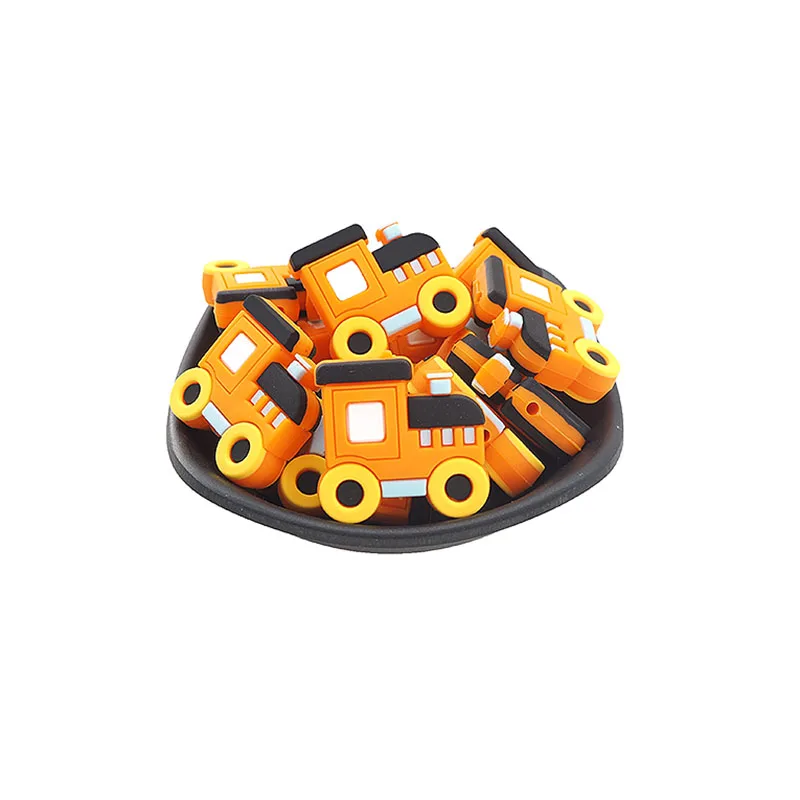 Orange Chenkai 7 шт. силиконовый поезд Прорезыватель для зубов бисер для кормления ребенка BPA бесплатно DIY успокаивающий подвесной браслет, ожерелье, игрушка, аксессуары - Цвет: Orange