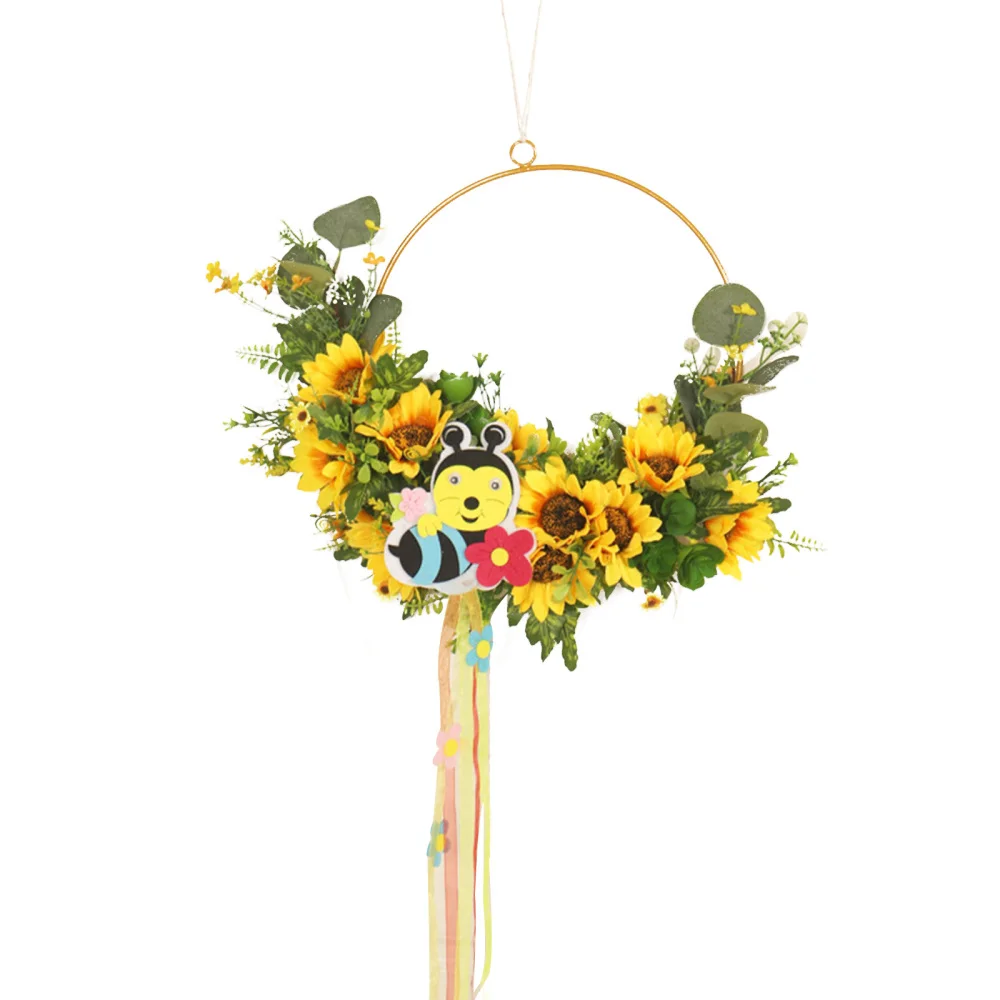 

Шелковая гирлянда, Искусственный Подсолнух, искусственное растение, венок, подвесное домашнее украшение для детской, настенный, Свадебный ...