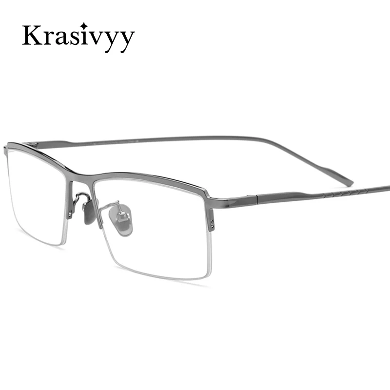 

Krasivyy чисто титановая оправа для очков для мужчин 2020 новые очки по рецепту квадратная полуоправа для близорукости оптические очки