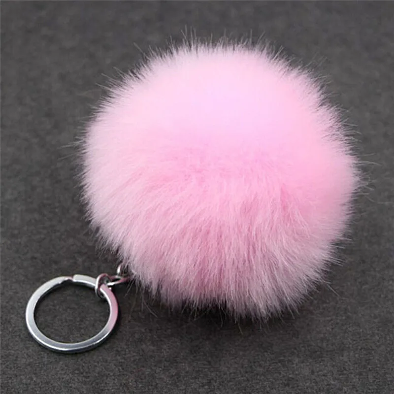 

1pc Lucky Metal Buckle Key Chain Faux Rabbit Fur Ball Pendant Bag Key Chain