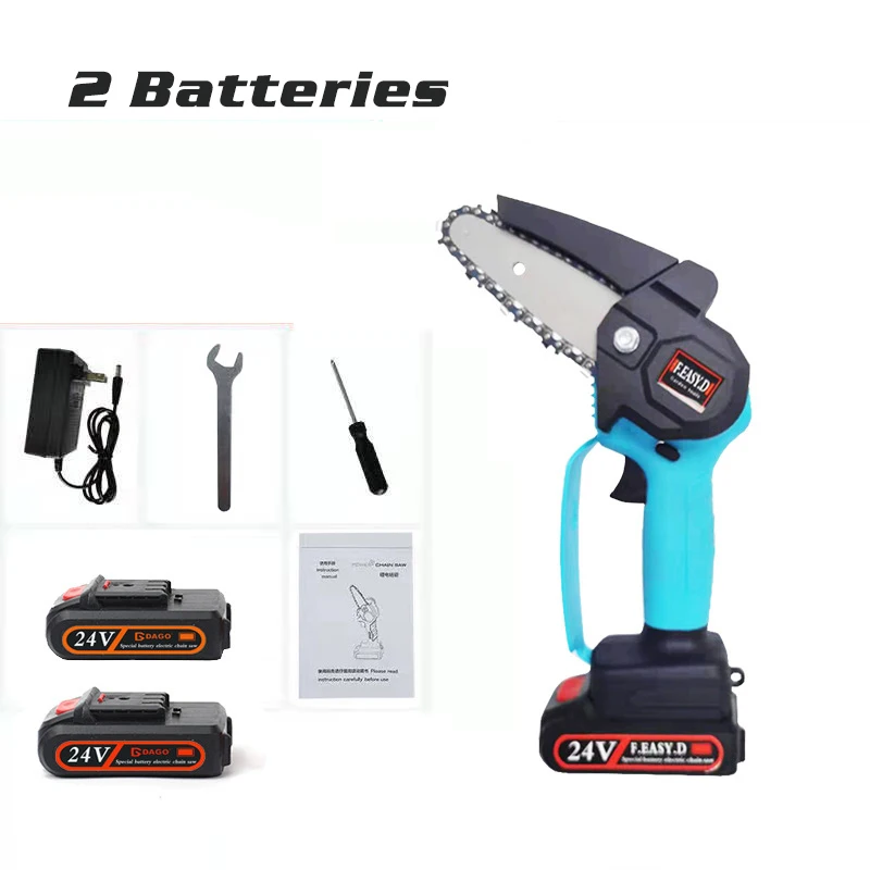 4 Inch Mini Electric Chain Saw With 2PC Battery Woodworking Pruning One-handed Garden Tool Rechargeable EU Plug | Инструменты