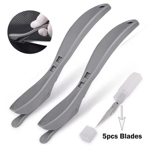 EHDIS 2 шт. виниловая обёрточная бумага резак нож + 5 шт. лезвия для автомобиля обёрточная пленка из углеродного волокна лист стикер Бумага Режущий инструмент DIY ручной инструмент