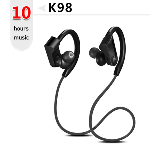 K98 Bluetooth наушники беспроводные наушники bluetooth Спортивная гарнитура стерео бас наушники с микрофоном для телефона - Цвет: K98-Black-10Hour