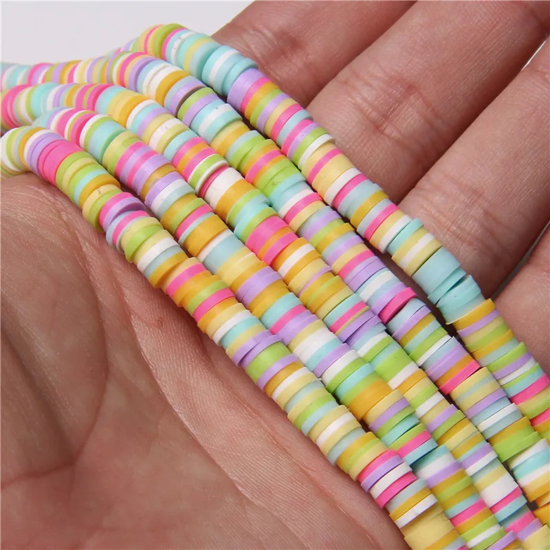 

6mm Flat Round Polymer Clay Beads Chip Disk Loose Spacer Handmade Beads For DIY Jewelry Making Bracelet Finding Accessories gift