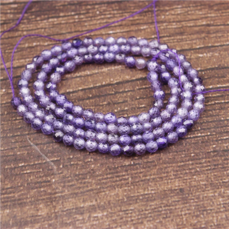 

LanLi 2/3mm Purple zircon small beads fashion jewelry interval loose beads DIY bracelet necklace earrings and accessories