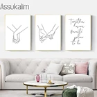 Постеры в скандинавском стиле для пар, ручные рисунки, рисунки по линии, плакаты в минималистическом стиле, декор для гостиной