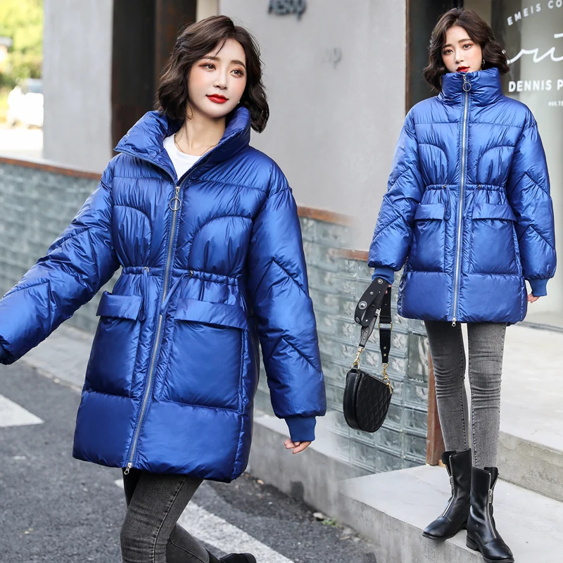 Cotday синяя Толстая Для женщин регулируемый шнурок для талии вниз куртка 2020