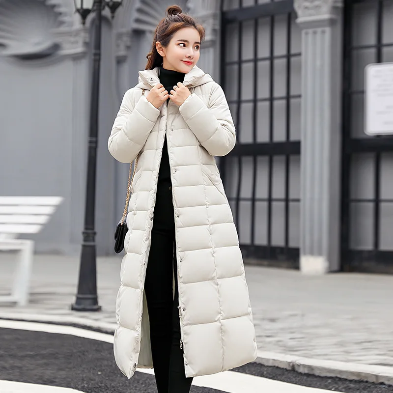 

Hot Sale Winter cotton-padded Clothes High Quality New Over Knee Down Thick cotton-padded Female Heavy Hair Collar Slim Jacket