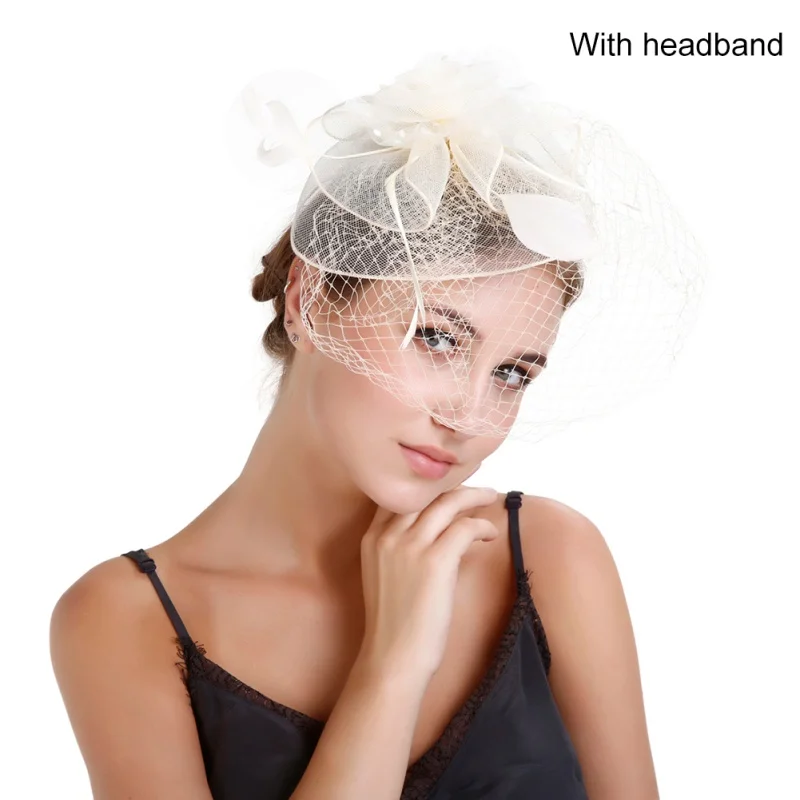 Головной убор заколка для волос зимняя вышитая Фата Женская Коктейльная