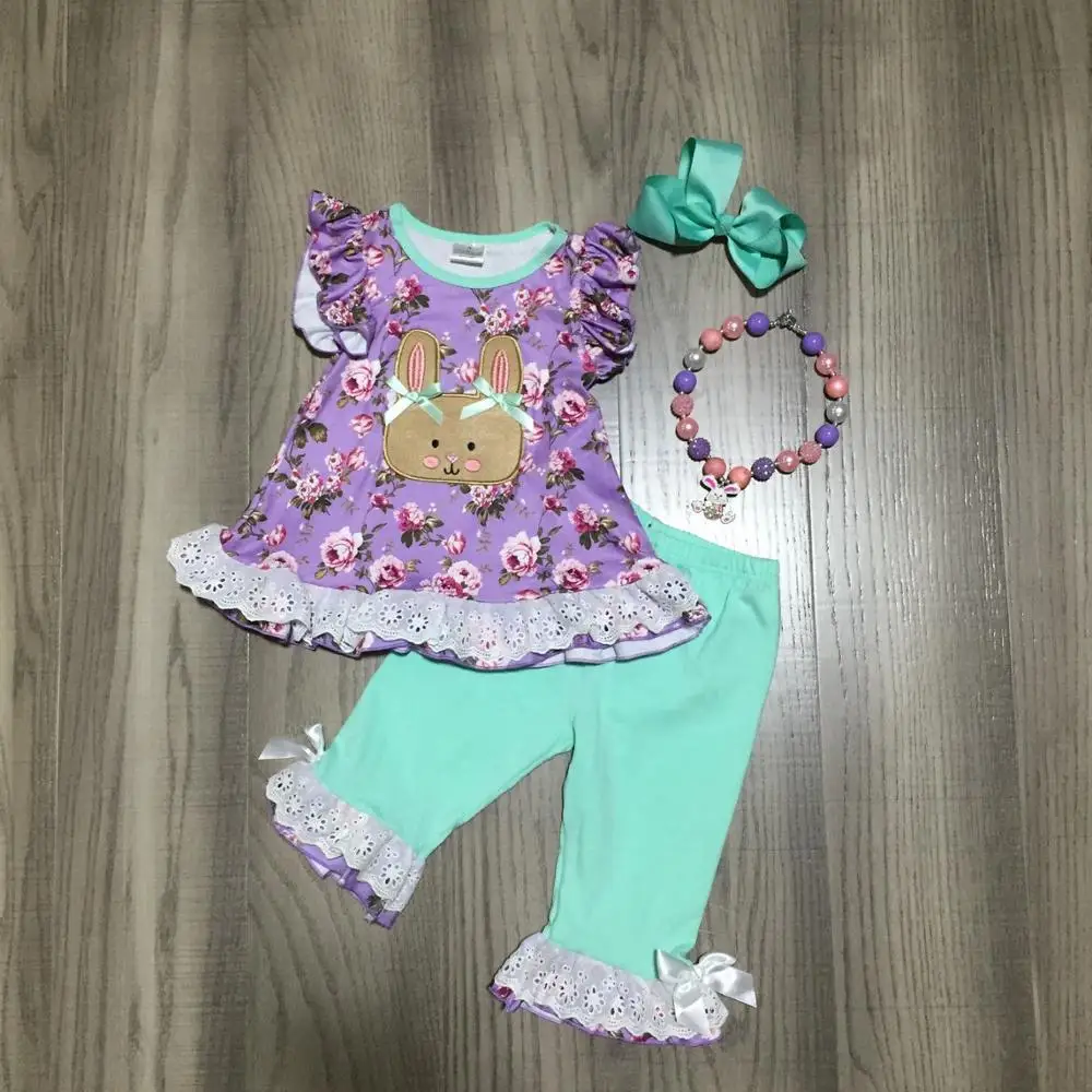 set Sring/Летняя Пасхальная Одежда для маленьких девочек; одежда для детей; платье из молочного шелка; комбинезон с кроликом; короткий рукав; длина до колена; подходящие аксессуары - Цвет: set