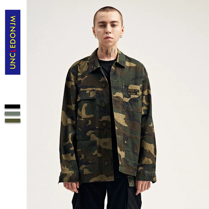UNCLEDONJM камуфляжные рубашки с длинным рукавом мужские хип-хоп повседневные