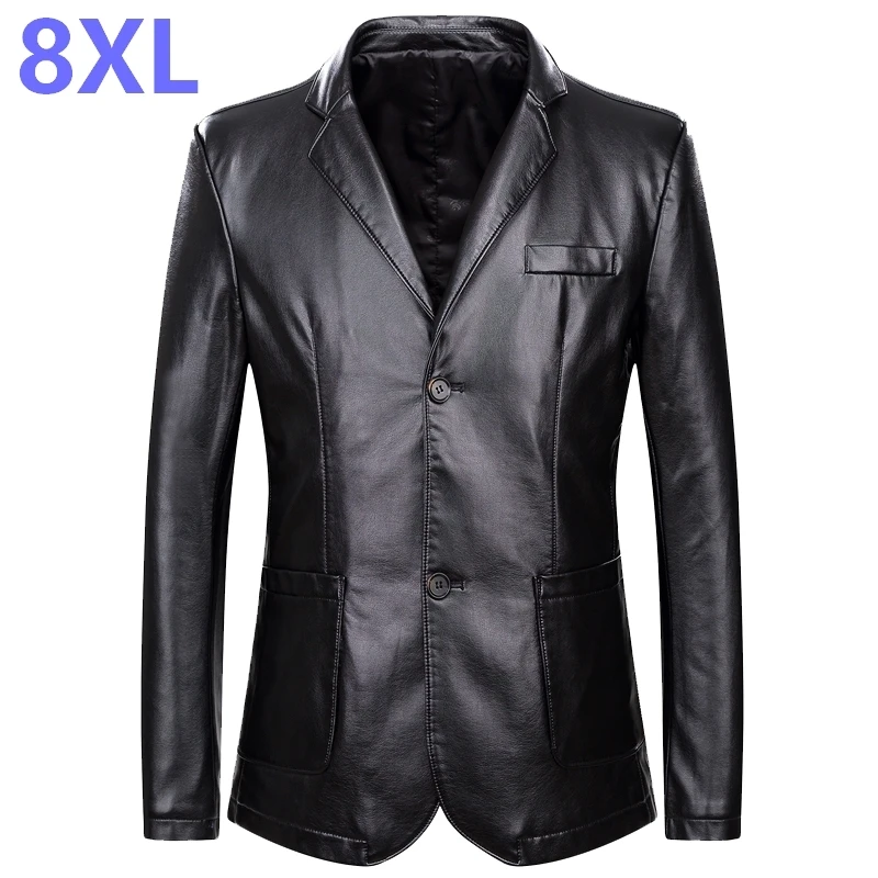 10XL 8XL 6XL 5XL 4XL брендовая куртка из искусственной кожи мужская осенне зимняя