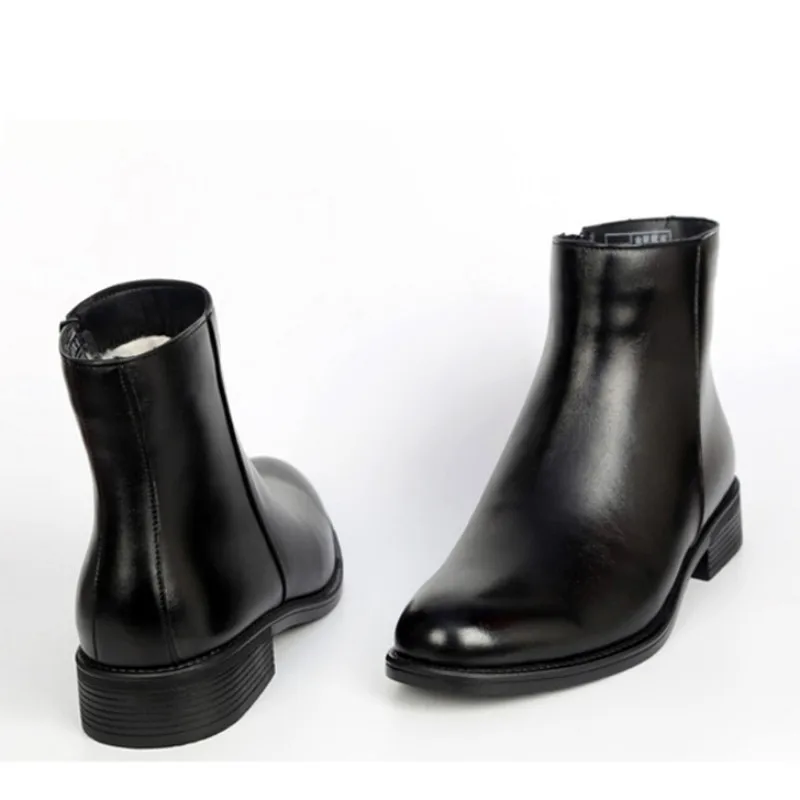 Мужские ботинки из натуральной кожи черные военные на молнии с подкладкой