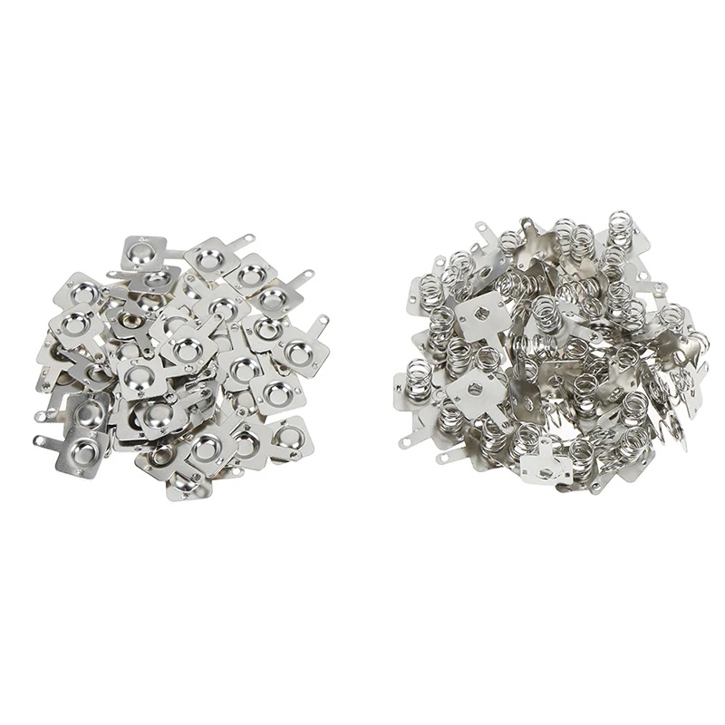 100 шт. Серебряная батарейка с пружиной положительная и отрицательная Контактная