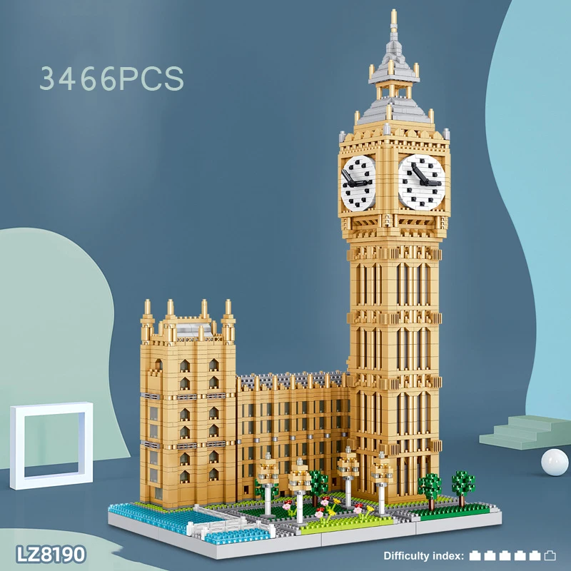 

Disney Mickey Around the World micro diamond block Clock Elizabeth Tower London United Kingdom model brick toy BIG BEN nanobrick