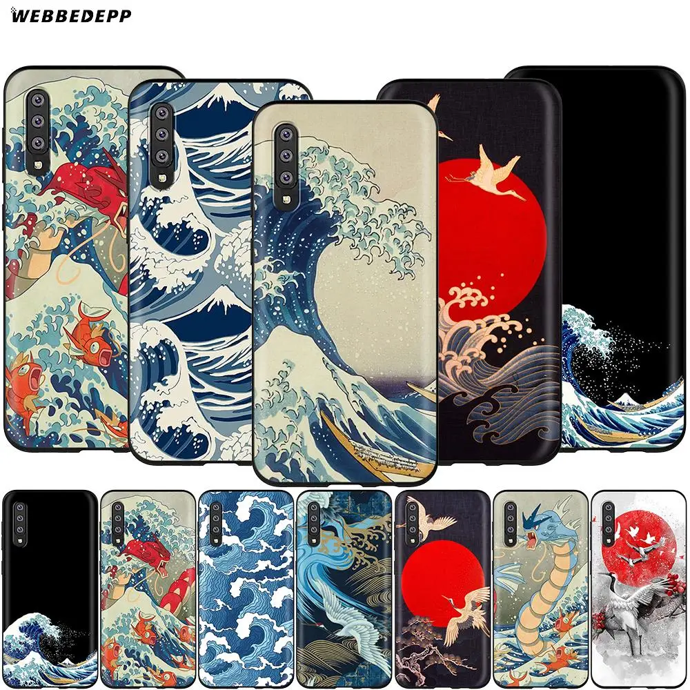 Webbedepp волнистый арт японский чехол для Samsung Galaxy S7 S8 S9 S10 Plus Edge Note 10 8 9 A10 A20 A30 A40 A50 A60 A70