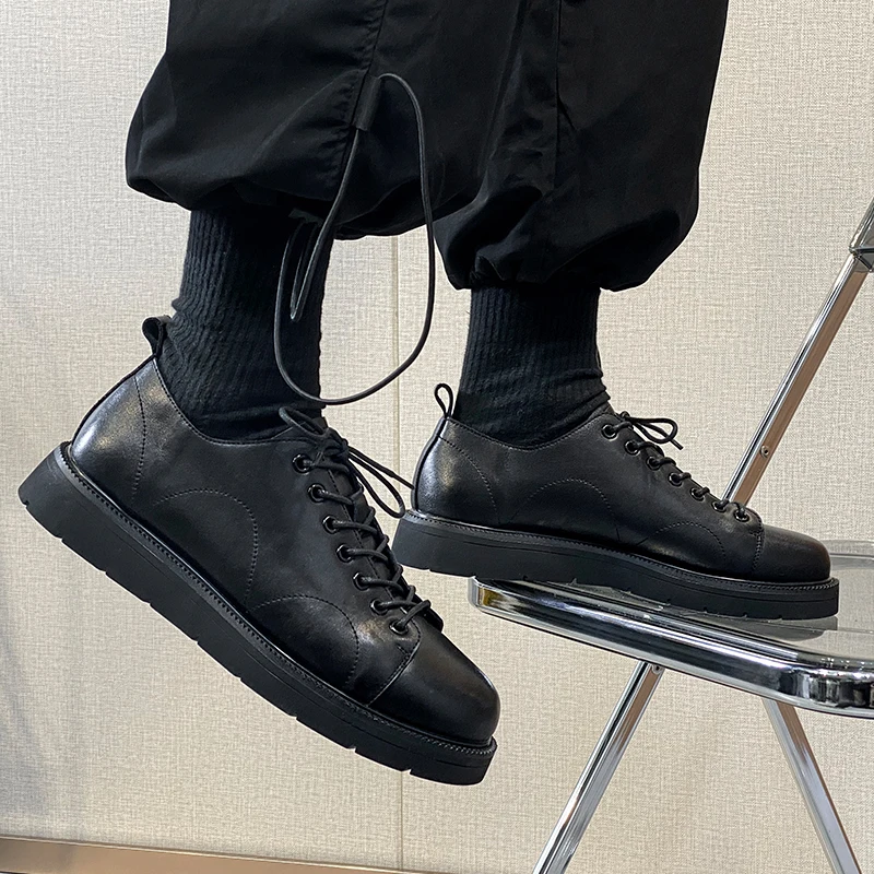 

Men Casual Shoes Sneakers 2021 Spring Autumn Lightweight genuine Leather Men Flats Leisure Trend Black party shoes Drop shipping