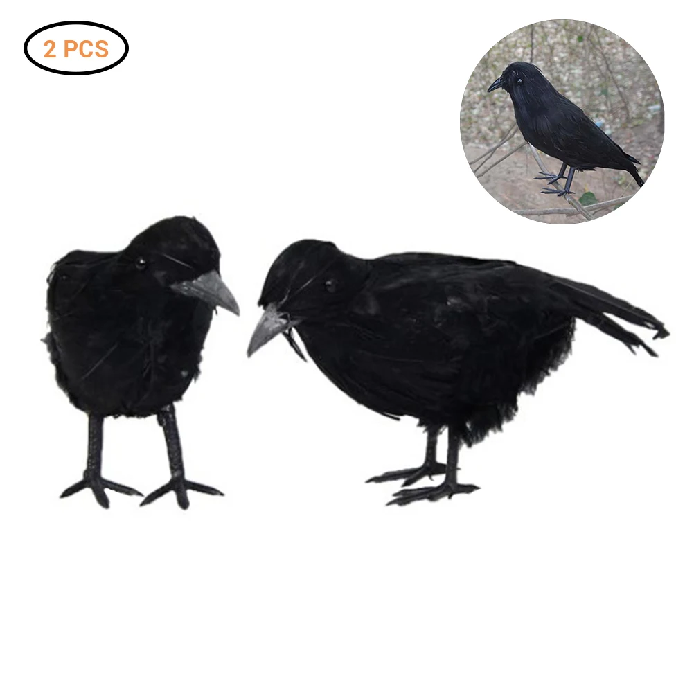 2 шт. черные вороны реквизит Хэллоуин реалистичные орнамент из пены страшное