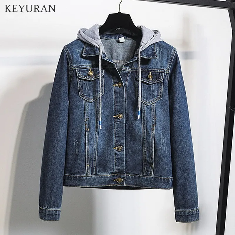 Джинсовые короткие пальто больших размеров весна осень 2020 винтажный джинсовый