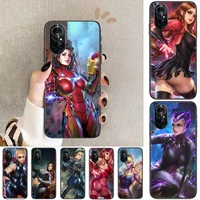 avengers two dimensional girl clear phone case for huawei honor 20 10 9 8a 7 5t x pro lite 5g black etui coque hoesjes comic f
