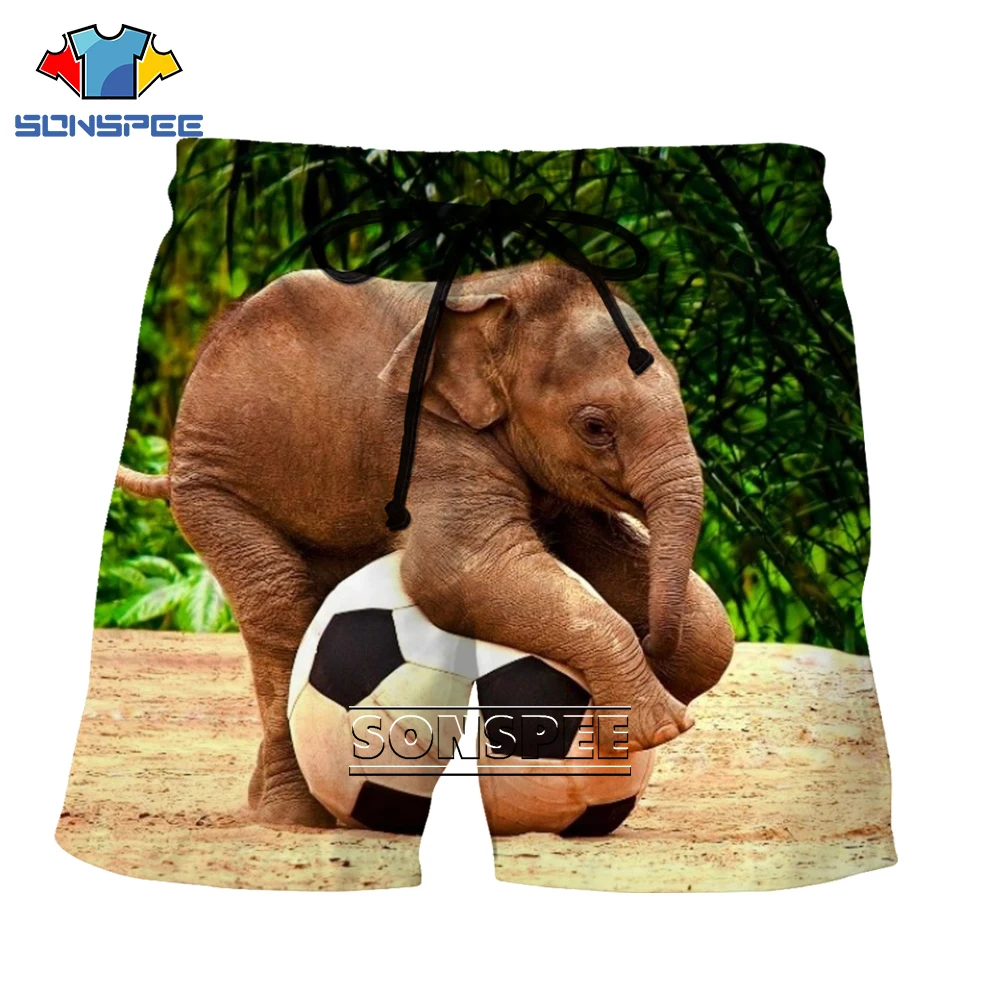 

SONSPEE 3D Elephant Pattern Casual Printed Beach Pants Summer Men's Street Fashion Home Shorts Comfortable Loose Men's Clothing
