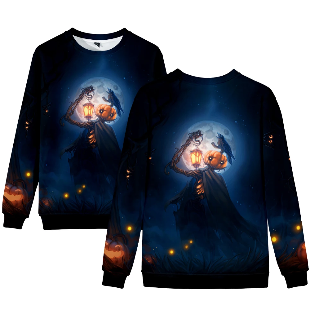Happy Halloween 3D Women Pullovers Print Crew neck sweater Jumper Sweatshirt Winter Lady Hem | Мужская одежда