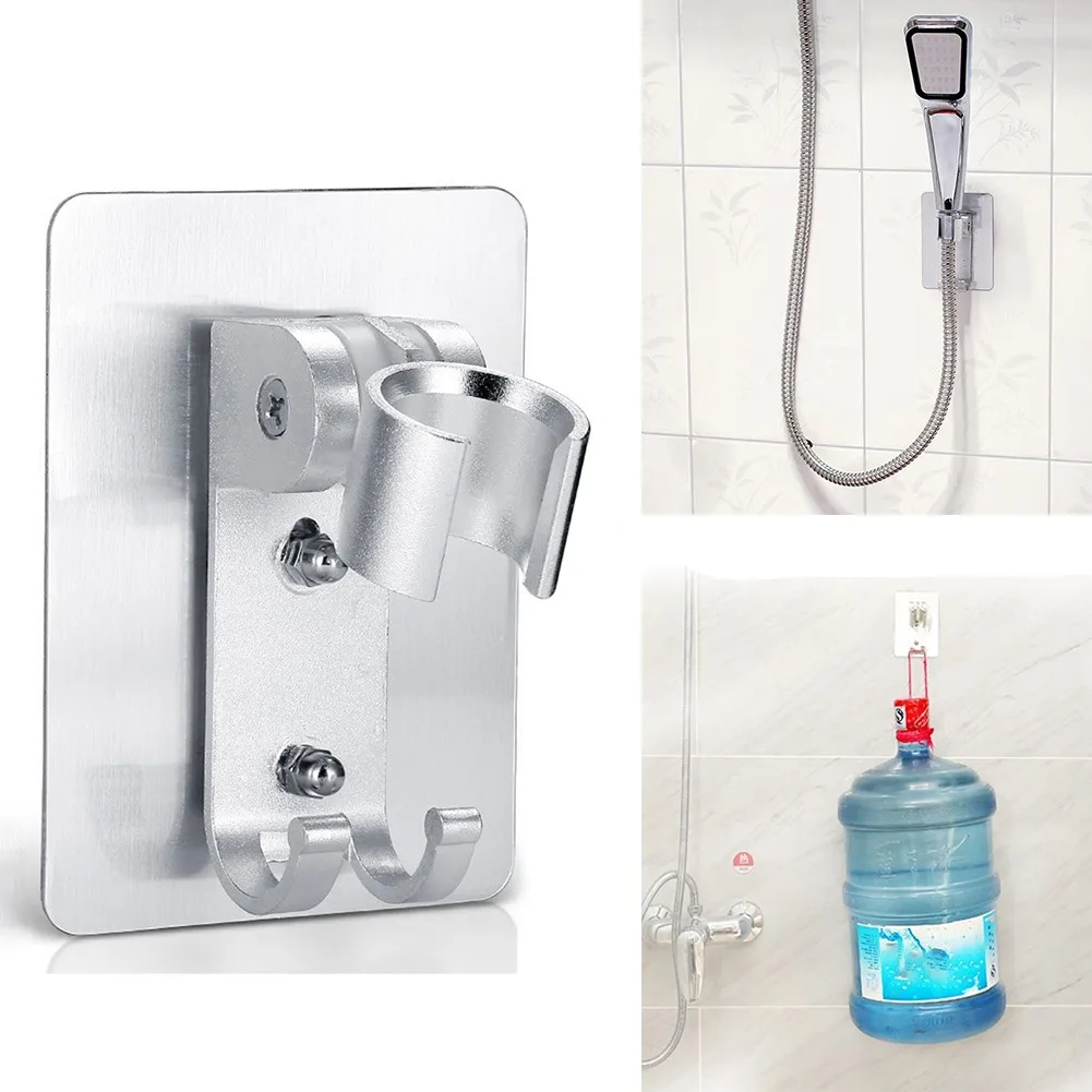 

Punch-free Space Aluminum Shower Base, Patch Sticking Hook Type Shower Bracket Aluminum Shower Holder Adjustable Punch Free Bath